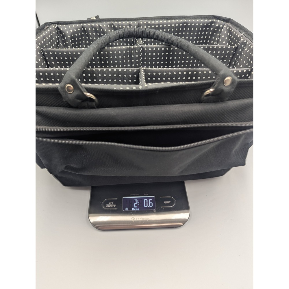 Craft Organizer Storage Hobby Tote Black Polka Dot Multi-Pocket Large - Picture 14 of 14